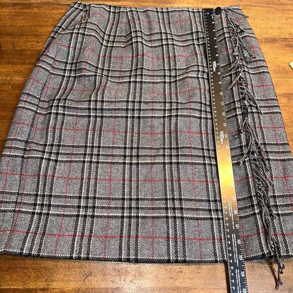 VTG Sag Harbor Plaid Faux Wrap Wool Blend Skirt - Picture 5 of 6